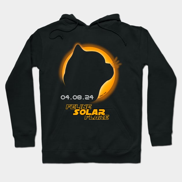 Feline Solar Flare - Total Solar Eclipse 2024 Hoodie by meow-mom